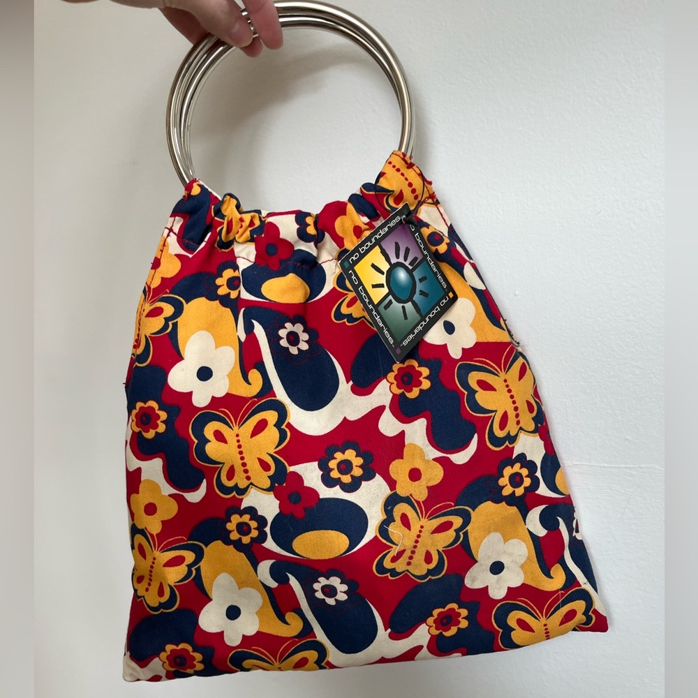 Y2K Deadstock No Boundaries Funky Handbag | Primary Colors + Silver Ring Handles